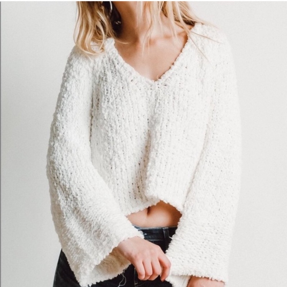 Free People Sand Dune Pullover White Sweater Size S